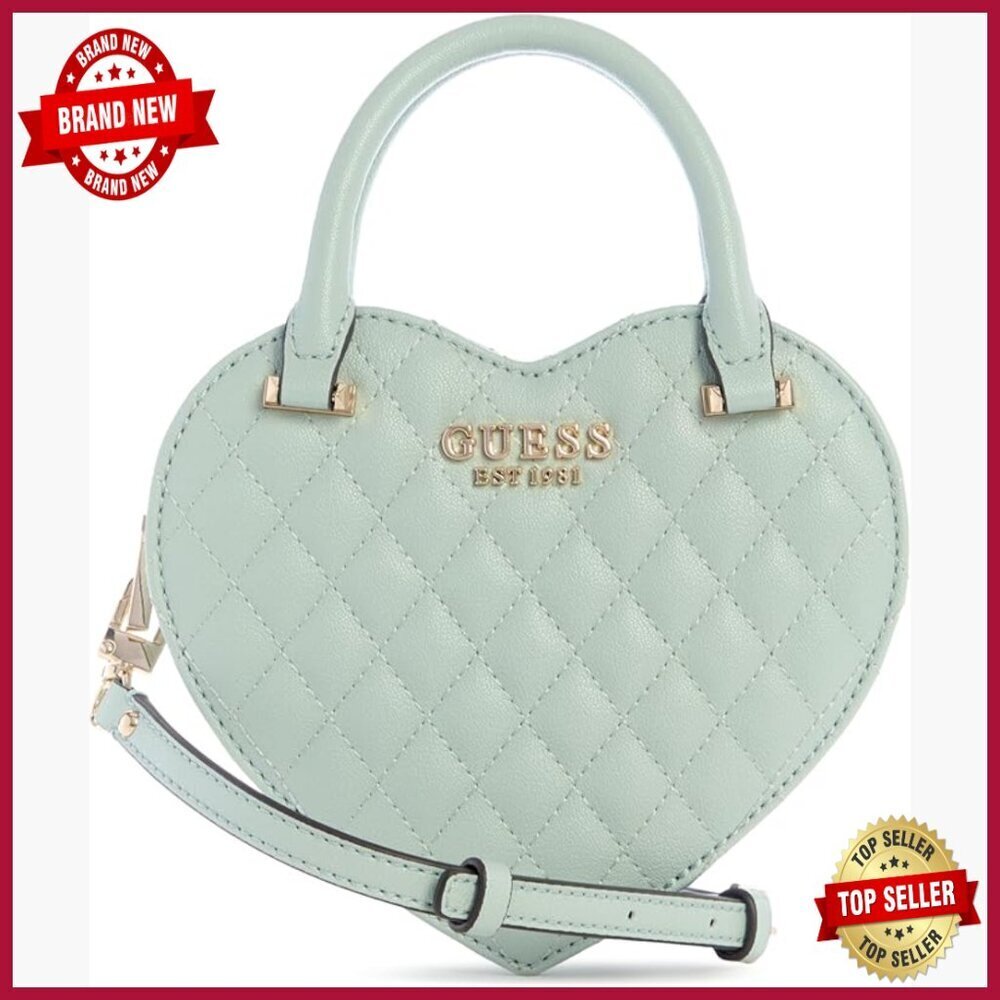 Quilted PU Heart Satchel with Detachable Crossbody Strap